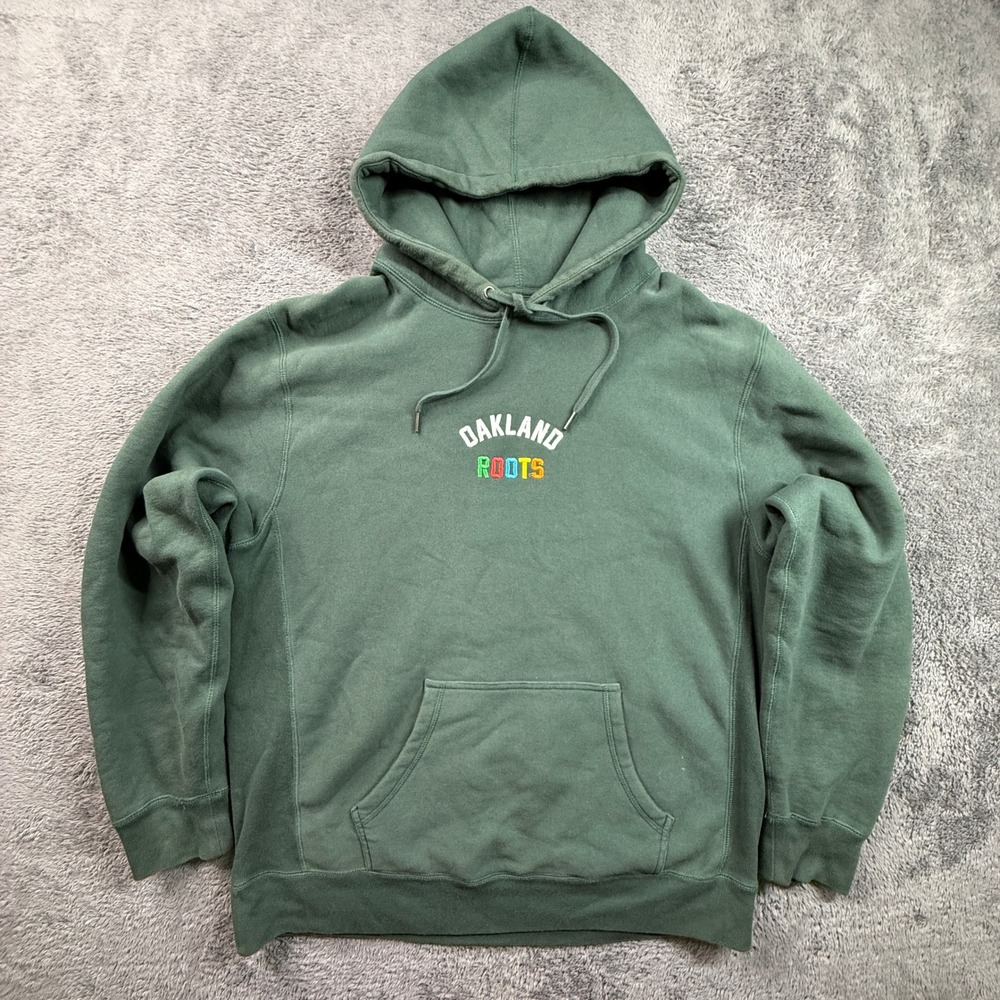 Oaklandish Oakland Roots Hoodie Mens XL Green Good Heavy Cotton Fleece Script